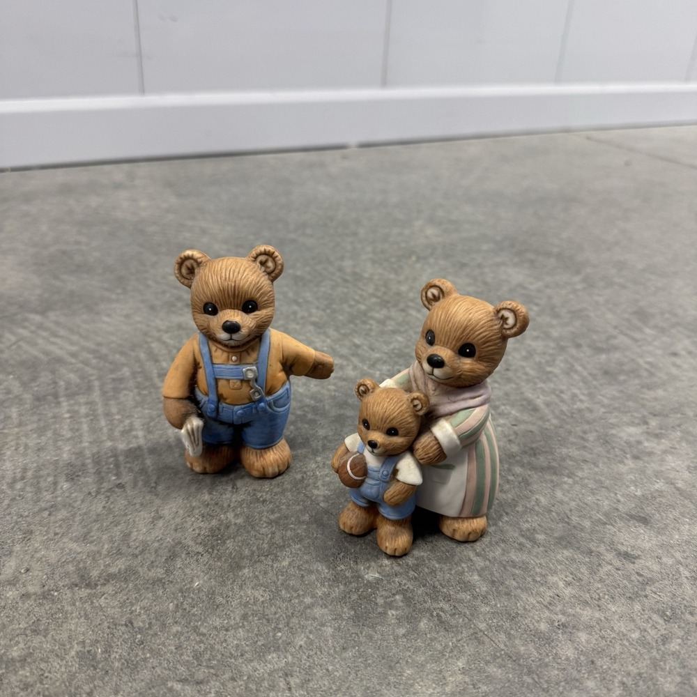 Vintage HOMCO Teddy Bear Family Figurines 1450 Mom Dad Child Porcelain Lot - Picture 2 of 8